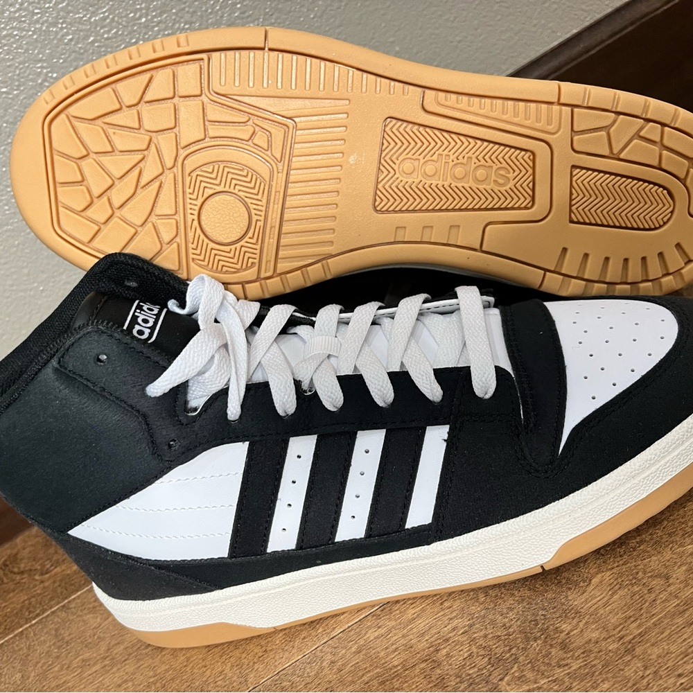 Adidas Unisex Black and White Break start mid  High-Top Sneakers